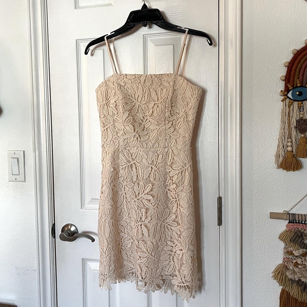 lace leafy minidress